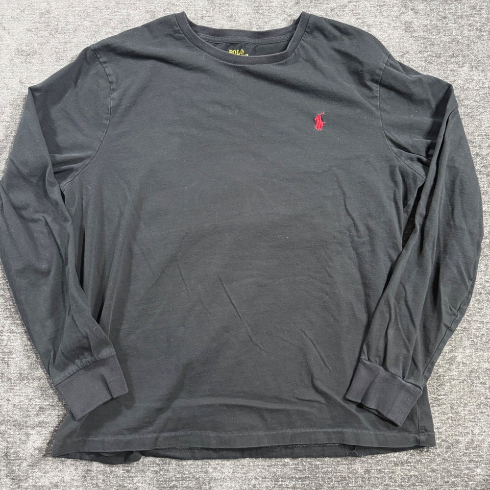 Polo Ralph Lauren Mens‎ Custom Slim Fit Long Sleeve T-Shirt Black Red Pony Large